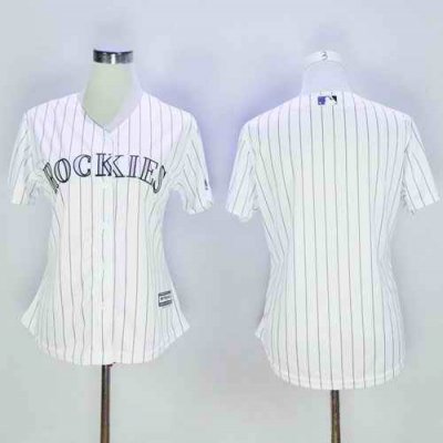 Rockies Blank White Strip Women's Home Stitched MLB Jersey