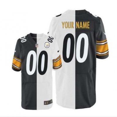 Women's Pittsburgh Steelers Custom White/Black Stitched NFL Elite Split Jersey