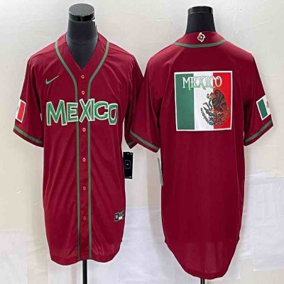 Men's Mexico Baseball 2023 Red World Baseball Classic Team Big Logo Stitched Jersey