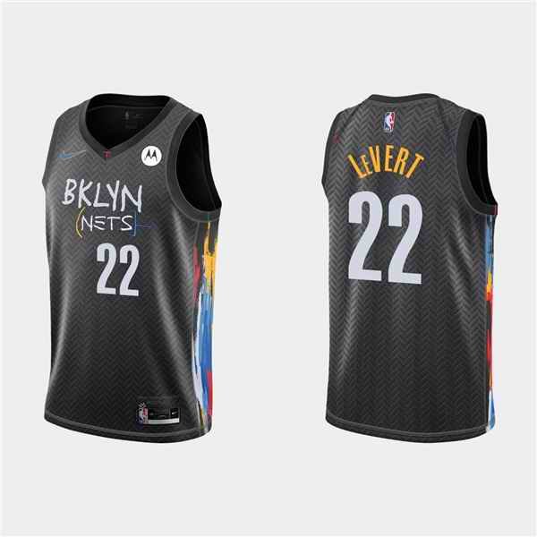 Men's Brooklyn Nets #22 Caris LeVert 2020 Black City Edition Stitched Jersey