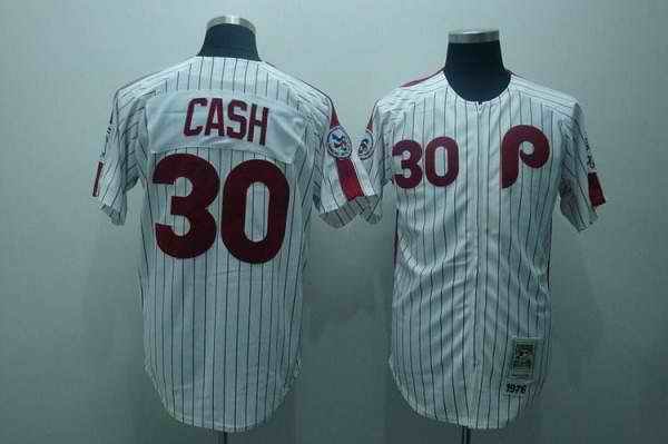 Mitchell And Ness Phillies #30 Dave Cash Stitched White Red Strip Throwback MLB Jersey