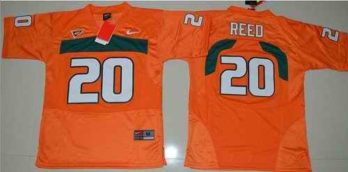 Hurricanes #20 Ed Reed Orange Stitched Youth NCAA Jersey