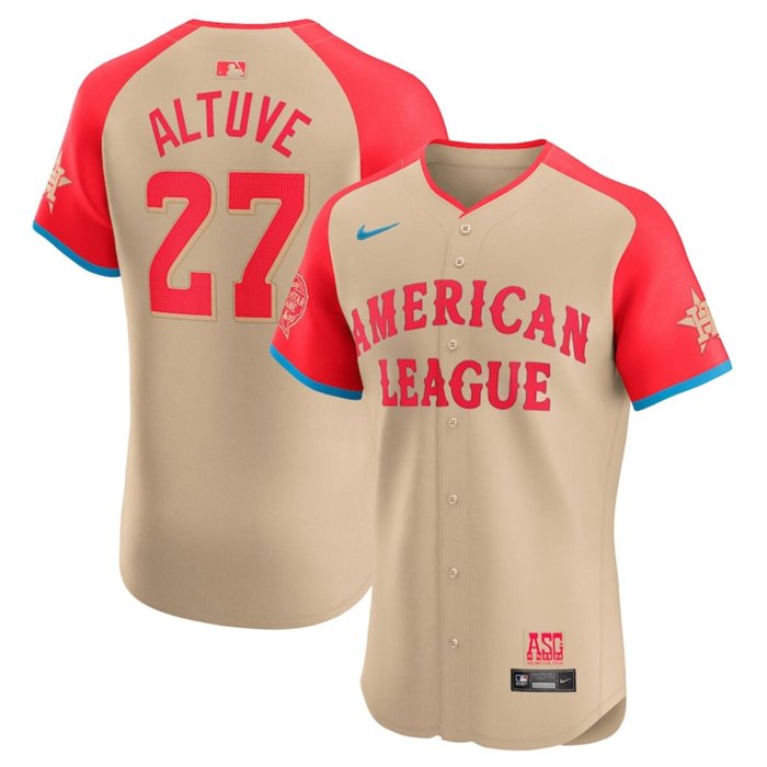 Men's American League #27 Jose Altuve Cream 2024 All-Star Elite Stitched Baseball Jersey