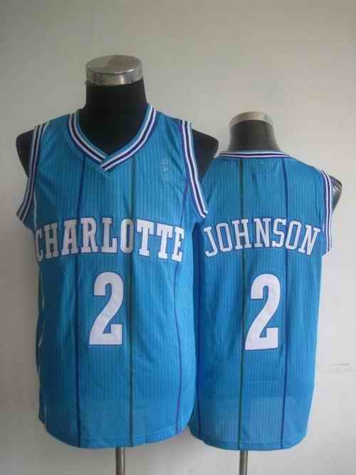 Pelicans #2 Larry Johnson Light Blue Charlotte Hornets Throwback Stitched NBA Jersey