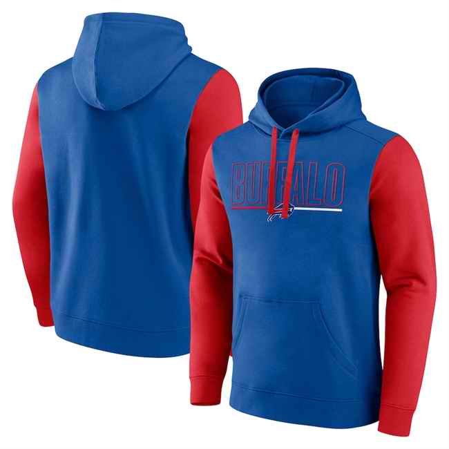 Men's Buffalo Bills Royal/Red Outline Pullover Hoodie