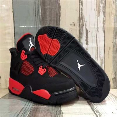 Men's Hot Sale Running weapon Air Jordan 4 Black/Red Shoes 082