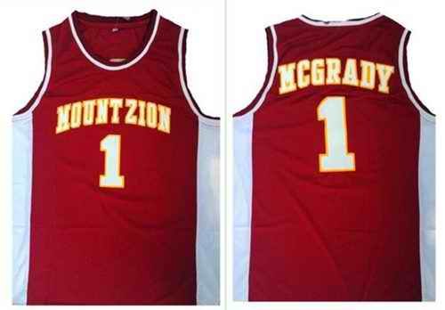 Magic #1 Tracy Mcgrady Red Mount Zion Christian Academy High School Stitched NBA Jersey