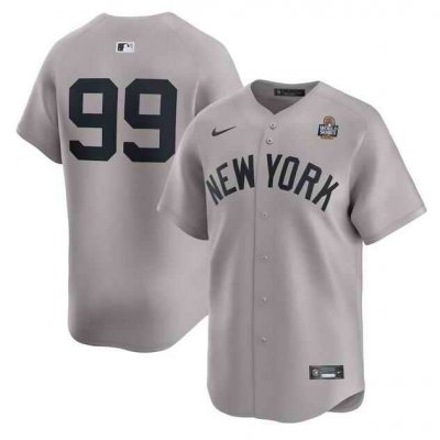 Men's New York Yankees #99 Aaron Judge Gray 2024 World Series Limited Stitched Baseball Jersey