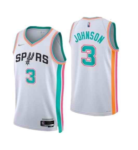 Men's San Antonio Spurs #3 Keldon Johnson 2021/22 White City Edition Stitched Jersey