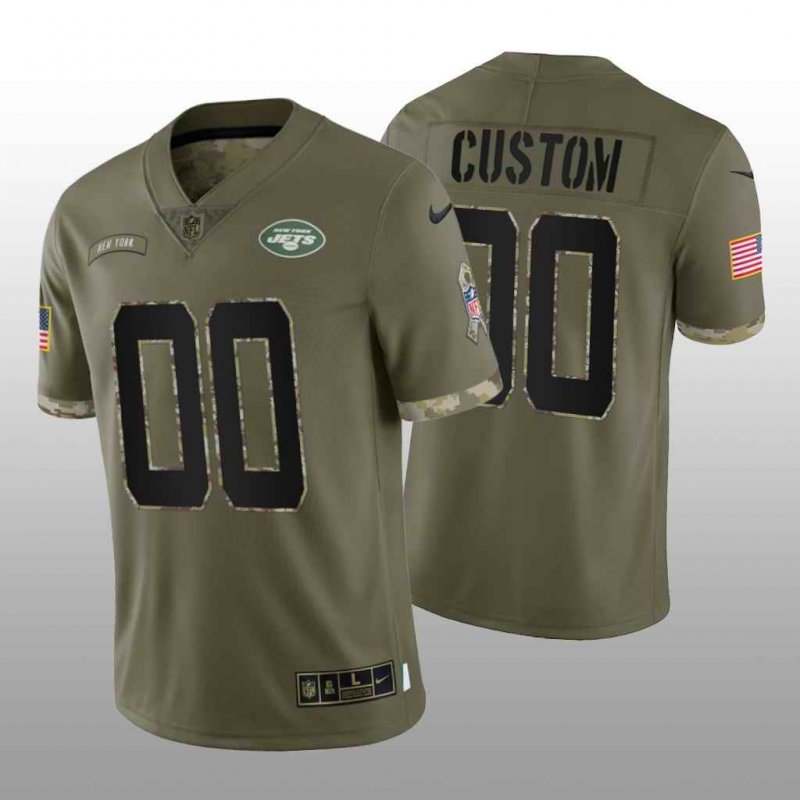 Men's New York Jets ACTIVE PLAYER Custom Olive 2022 Salute To Service Limited Stitched Jersey