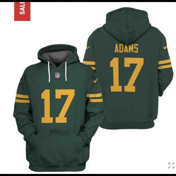 Men's Green Bay Packers #17 Davante Adams 2021 Green Pullover Hoodie