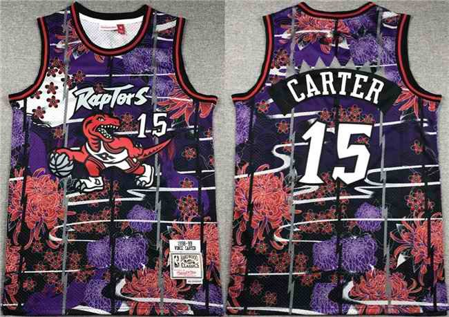 Men's Toronto Raptors #15 Vince Carter Purple/Red Throwback Stitched Jersey