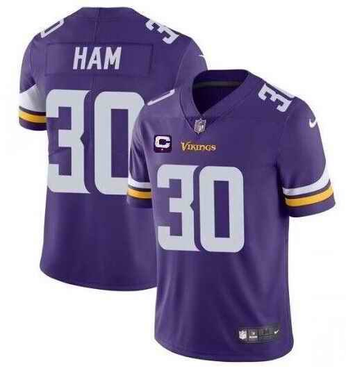 Men's Minnesota Vikings #30 C.J. Ham Purple With C Patch Vapor Untouchable Limited Stitched Jersey