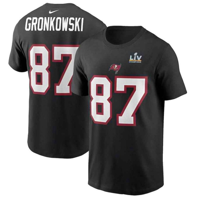 Men's Tampa Bay Buccaneers #87 Rob Gronkowski Black Super Bowl LV  NFL T-Shirt