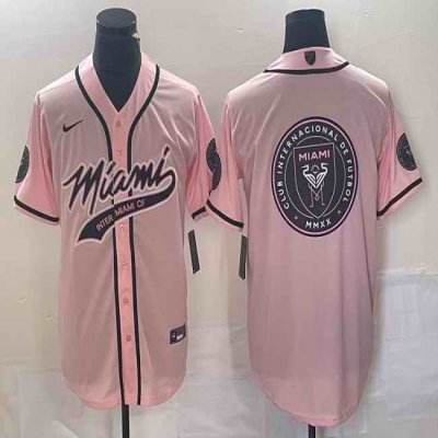 Men's Inter Miami CF Pink Team Big Logo Cool Base Stitched Jersey