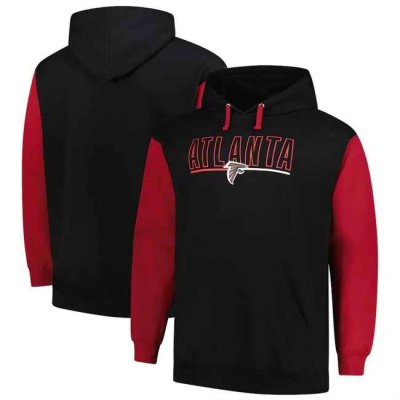 Men's Atlanta Falcons Black/Red Big & Tall Outline Pullover Hoodie