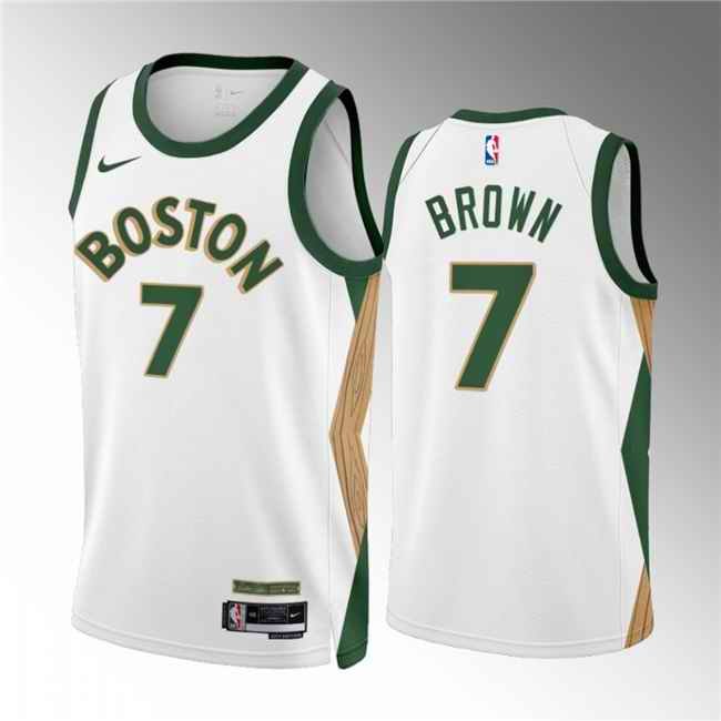 Men's Boston Celtics #7  Jaylen Brown White 2023/24 City Edition Stitched Basketball Jersey