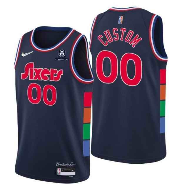 Men's Philadelphia 76ers Active Player Custom 2021/22 City Edition Navy 75th Anniversary Stitched Swingman Jersey