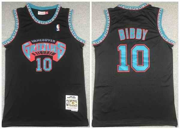 Men's Memphis Grizzlies #10 Mike Bibby Black 1998-99 Throwback Stitched Jersey