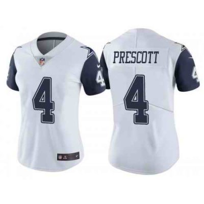 Women's Dallas Cowboys #4 Dak Prescott White/Navy Vapor Untouchable Limited Stitched Jersey(Run Small'