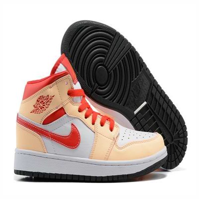 Men's Running Weapon Air Jordan 1 Gold/White/Red Shoes 0247