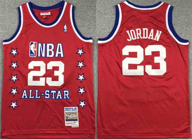 Youth All Star #23 Michael Jordan Red Stitched Basketball Jersey