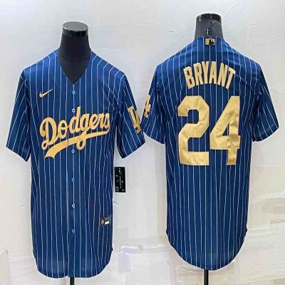 Men's Los Angeles Dodgers #24 Kobe Bryant Navy Gold Cool Base Stitched Baseball Jersey