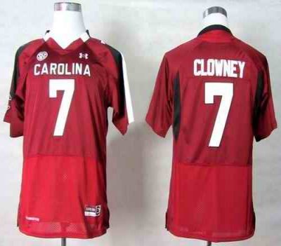 South Carolina #7 Javedeon Clowney Red SEC Patch Stitched Youth NCAA Jersey