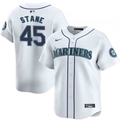 Men's Seattle Mariners #45 Ryne Stanek White Home Limited Stitched jersey