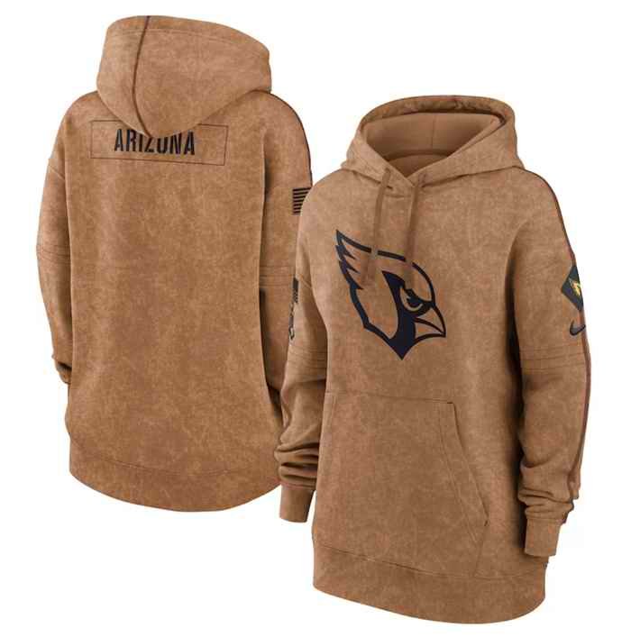 Women's Arizona Cardinals 2023 Brown Salute to Service Pullover Hoodie(Run Small)