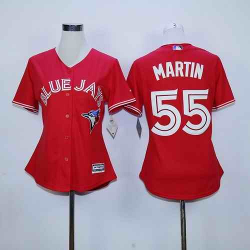 Blue Jays #55 Russell Martin Red Canada Day Women's Stitched MLB Jersey