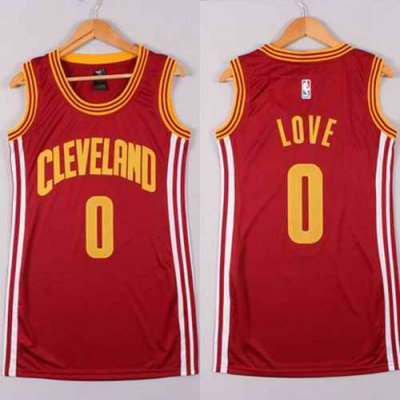 Cavaliers #0 Kevin Love Red Women's Dress Stitched NBA Jersey