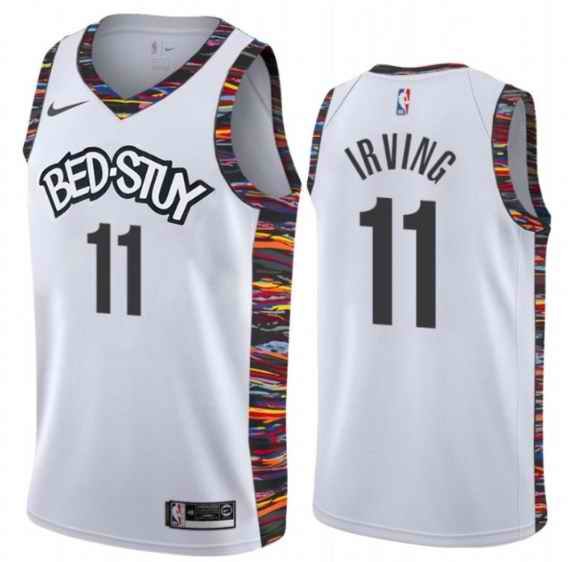 Men's Brooklyn Nets #11 Kyrie Irving  White 2019 City Edition  Stitched NBA Jersey