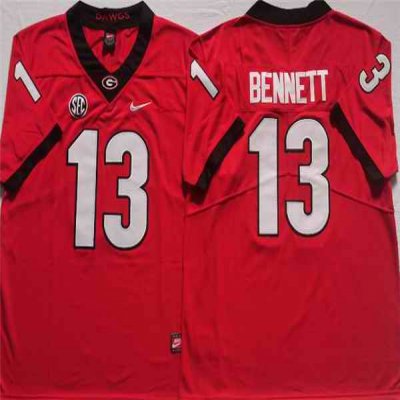 Men's Georgia Bulldogs #13 BENNETT Red College Football Stitched Jersey