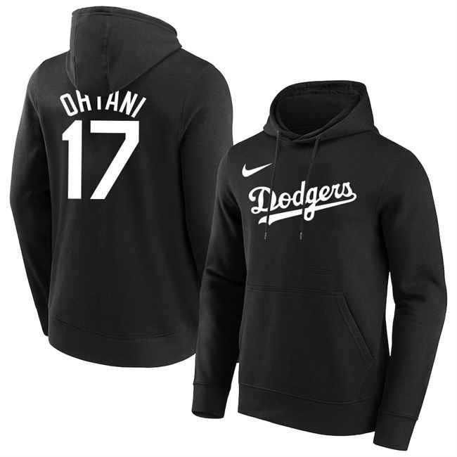 Los Angeles Dodgers #17 Shohei Ohtani Black Name & Number Pullover Hoodie