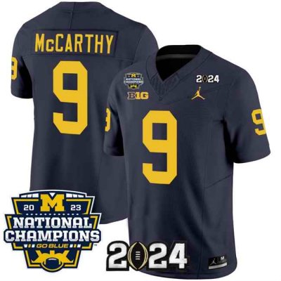 Youth Michigan Wolverines ACTIVE PLAYER Custom Navy 2024 F.U.S.E. With 2023 National Champions Patch Stitched Jersey