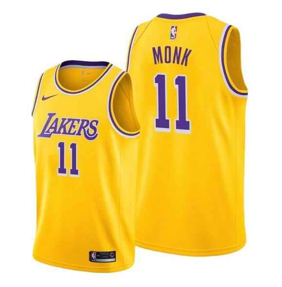 Men's Los Angeles Lakers #11 Malik Monk Yellow Stitched Basketball Jersey