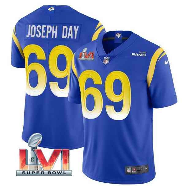 Men's Los Angeles Rams #69 Sebastian Joseph-Day 2022 Royal Super Bowl LVI Vapor Limited Stitched Jersey