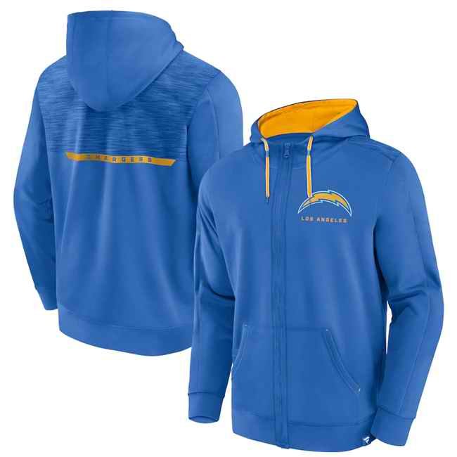 Men's Los Angeles Chargers Blue Defender Evo Full-Zip Hoodie