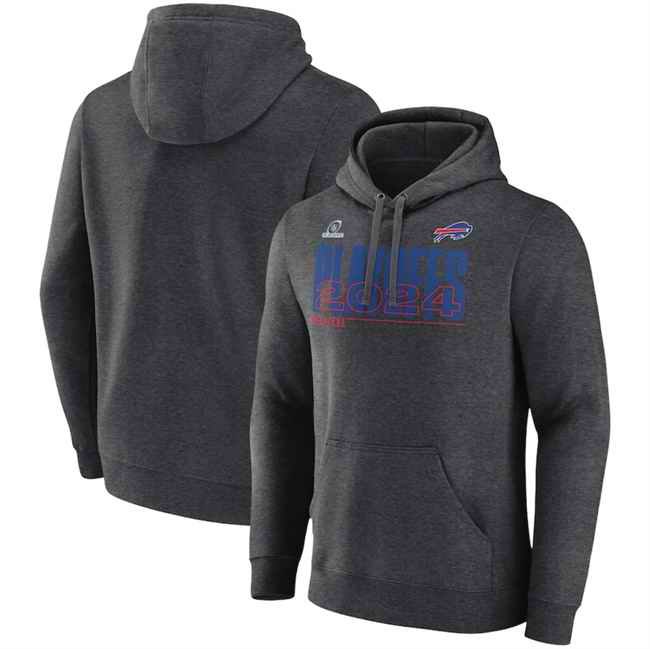 Men's Buffalo Bills Charcoal 2024 Playoffs Pullover Hoodie