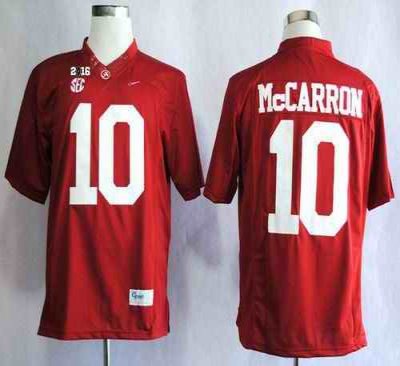 Crimson Tide #10 AJ McCarron Red Limited 2016 College Football Playoff National Championship Patch Stitched NCAA Jersey