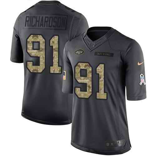 Nike Jets #91 Sheldon Richardson Black Youth Stitched NFL Limited 2016 Salute to Service Jersey