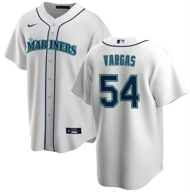 Men's Seattle Mariners #54 Carlos Vargas White Cool Base Stitched jersey