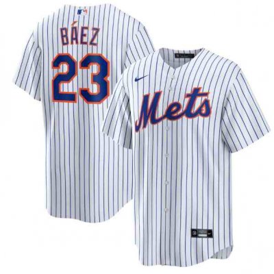 Men's New York Mets #23 Javier B'ez White Cool Base Stitched Baseball Jersey