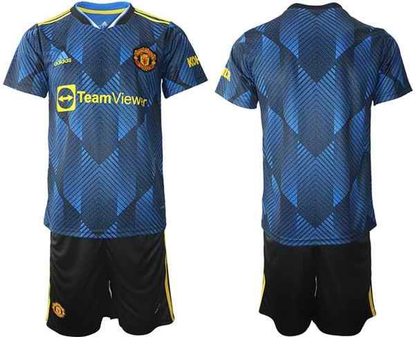 Men's Manchester United Blue Away Soccer Jersey Suit