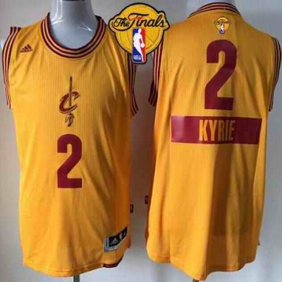 Cavaliers #2 Kyrie Irving Yellow 2014-15 Christmas Day The Finals Patch Stitched NBA Jersey