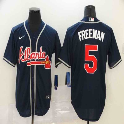 Men's Atlanta Braves #5 Freddie Freeman Navy Cool Base Stitched MLB Jersey