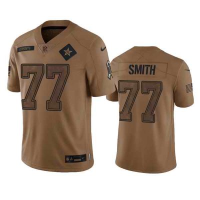 Men's Dallas Cowboys #77 Tyron Smith 2023 Brown Salute To Service Limited Stitched Football Jersey