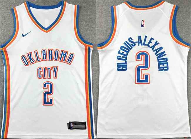 Youth Oklahoma City Thunder #2 Shai Gilgeous-Alexander White Stitched Basketball  Jersey