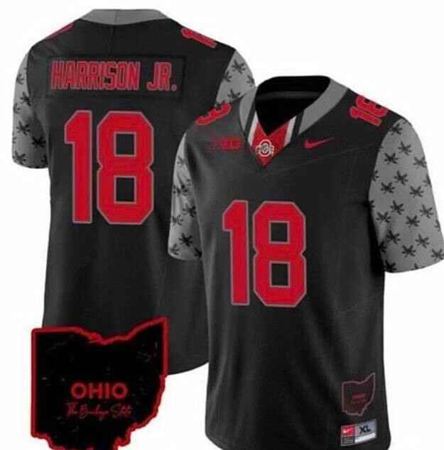 Men's Ohio State Buckeyes #18 Marvin Harrison JR. Black 2023 F.U.S.E. Limited Stitched Jersey